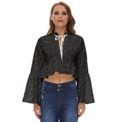 Black Wall Texture Boho Long Bell Sleeve Top by artworkshop