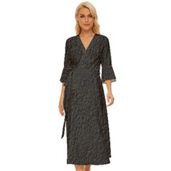 Black Wall Texture Midsummer Wrap Dress by artworkshop