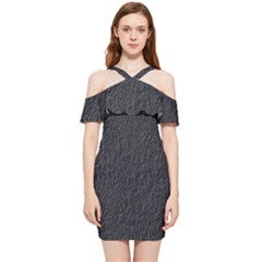 Black Wall Texture Shoulder Frill Bodycon Summer Dress by artworkshop