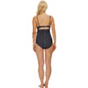 Black Wall Texture Knot Front One-Piece Swimsuit View4