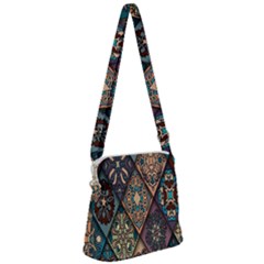 Flower Texture Zipper Messenger Bag by artworkshop