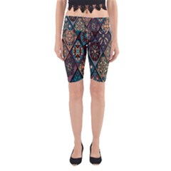 Flower Texture Yoga Cropped Leggings by artworkshop