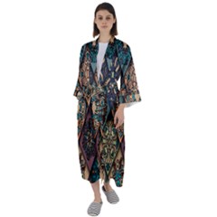 Flower Texture Maxi Satin Kimono by artworkshop