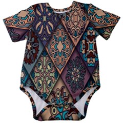 Flower Texture Baby Short Sleeve Bodysuit by artworkshop