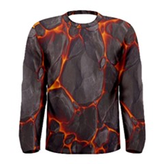 Lava Volcanic Rock Texture Men s Long Sleeve Tee by artworkshop