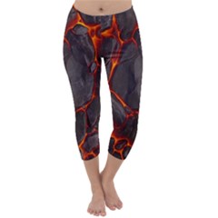 Lava Volcanic Rock Texture Capri Winter Leggings  by artworkshop