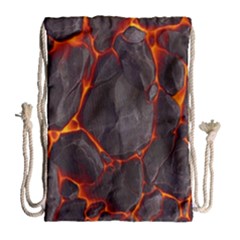 Lava Volcanic Rock Texture Drawstring Bag (large) by artworkshop