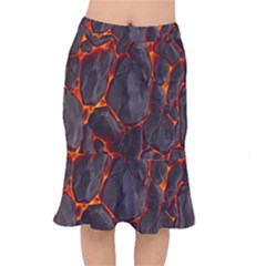 Lava Volcanic Rock Texture Short Mermaid Skirt by artworkshop