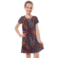 Lava Volcanic Rock Texture Kids  Cross Web Dress