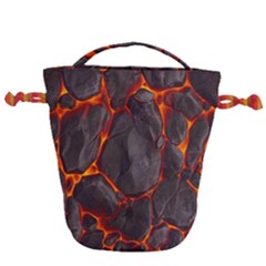 Lava Volcanic Rock Texture Drawstring Bucket Bag by artworkshop