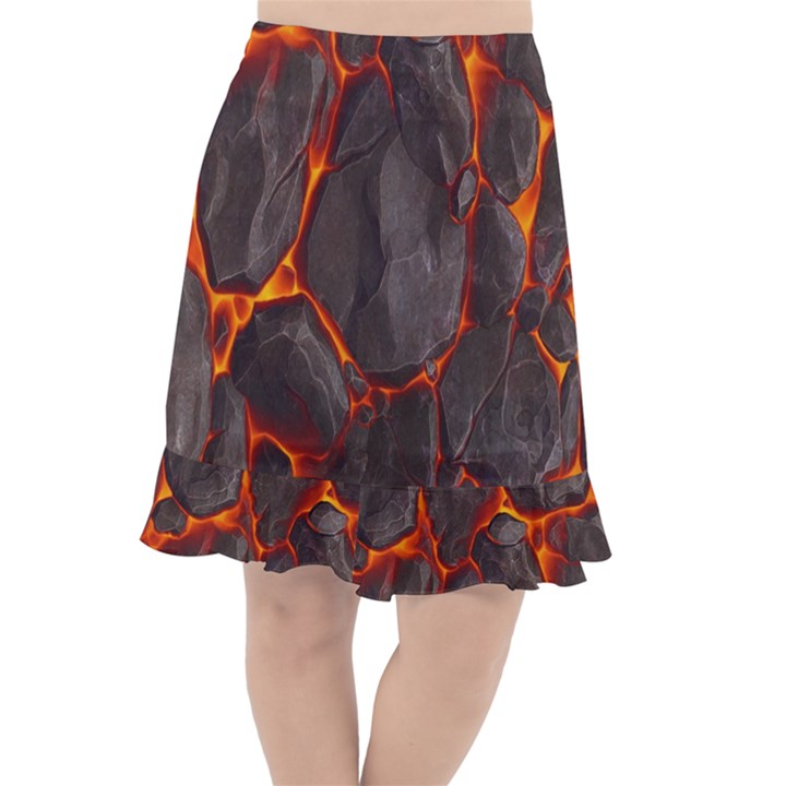 Lava Volcanic Rock Texture Fishtail Chiffon Skirt