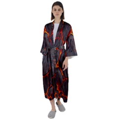 Lava Volcanic Rock Texture Maxi Satin Kimono by artworkshop