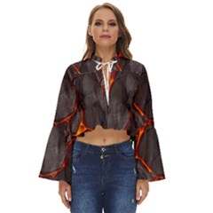 Lava Volcanic Rock Texture Boho Long Bell Sleeve Top by artworkshop