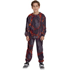 Lava Volcanic Rock Texture Kids  Sweatshirt Set by artworkshop