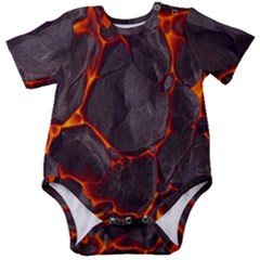 Lava Volcanic Rock Texture Baby Short Sleeve Bodysuit by artworkshop