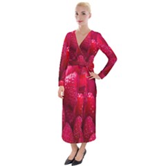 Raspberries Velvet Maxi Wrap Dress by artworkshop