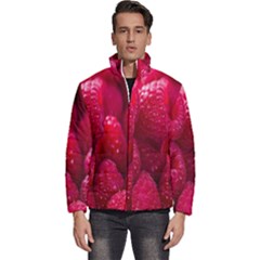 Raspberries Men s Puffer Bubble Jacket Coat by artworkshop