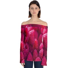 Raspberries Off Shoulder Long Sleeve Top by artworkshop