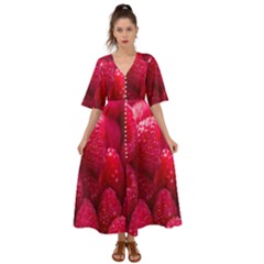 Raspberries Kimono Sleeve Boho Dress by artworkshop