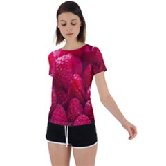 Raspberries Back Circle Cutout Sports Tee by artworkshop