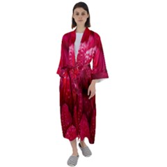 Raspberries Maxi Satin Kimono by artworkshop