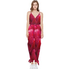 Raspberries Sleeveless Tie Ankle Chiffon Jumpsuit by artworkshop