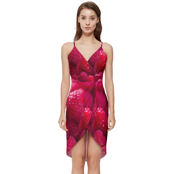 Raspberries Wrap Frill Dress