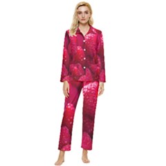 Raspberries Womens  Long Sleeve Velvet Pocket Pajamas Set by artworkshop