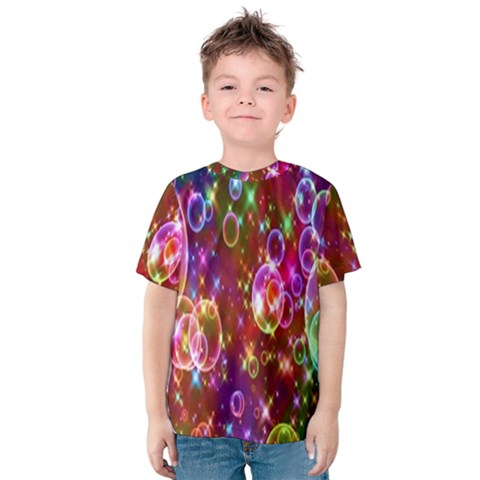 Rainbow Spectrum Bubbles Kids  Cotton Tee by artworkshop