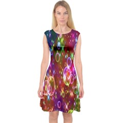 Rainbow Spectrum Bubbles Capsleeve Midi Dress by artworkshop