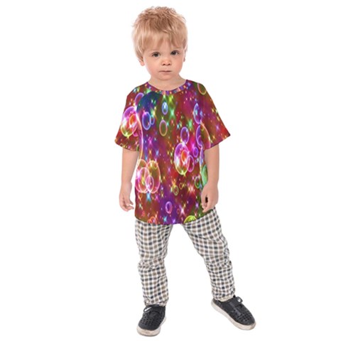 Rainbow Spectrum Bubbles Kids  Raglan Tee by artworkshop