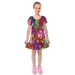 Rainbow Spectrum Bubbles Kids  Short Sleeve Velvet Dress by artworkshop