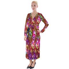 Rainbow Spectrum Bubbles Velvet Maxi Wrap Dress by artworkshop