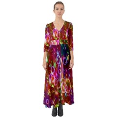 Rainbow Spectrum Bubbles Button Up Boho Maxi Dress by artworkshop