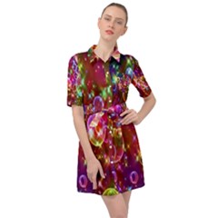 Rainbow Spectrum Bubbles Belted Shirt Dress by artworkshop