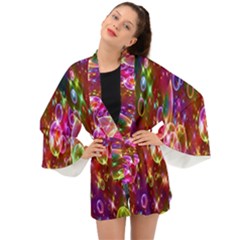 Rainbow Spectrum Bubbles Long Sleeve Kimono by artworkshop