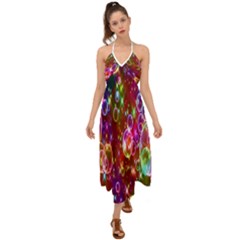 Rainbow Spectrum Bubbles Halter Tie Back Dress  by artworkshop