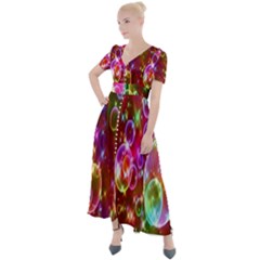 Rainbow Spectrum Bubbles Button Up Short Sleeve Maxi Dress by artworkshop