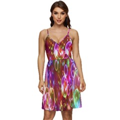 Rainbow Spectrum Bubbles V-neck Pocket Summer Dress  by artworkshop