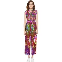 Rainbow Spectrum Bubbles Women s Frill Top Chiffon Jumpsuit by artworkshop