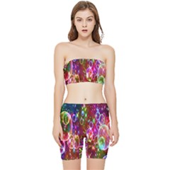 Rainbow Spectrum Bubbles Stretch Shorts And Tube Top Set by artworkshop