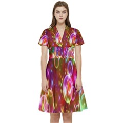 Rainbow Spectrum Bubbles Short Sleeve Waist Detail Dress by artworkshop