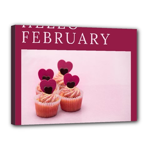 Hello February Text And Cupcakes Canvas 16  X 12  (stretched)