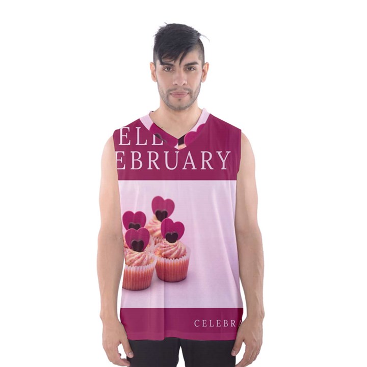 Hello february text and cupcakes Men s Basketball Tank Top