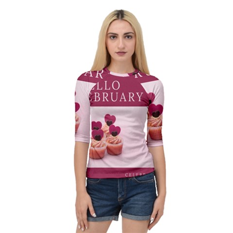 Hello February Text And Cupcakes Quarter Sleeve Raglan Tee by artworkshop