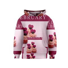 Hello February Text And Cupcakes Kids  Pullover Hoodie by artworkshop