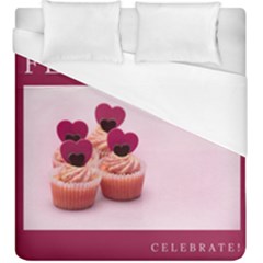 Hello February Text And Cupcakes Duvet Cover (king Size) by artworkshop