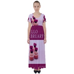 Hello February Text And Cupcakes High Waist Short Sleeve Maxi Dress by artworkshop