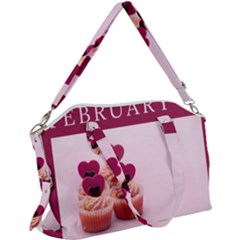 Hello February Text And Cupcakes Canvas Crossbody Bag by artworkshop