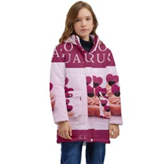 Hello February Text And Cupcakes Kid s Hooded Longline Puffer Jacket by artworkshop